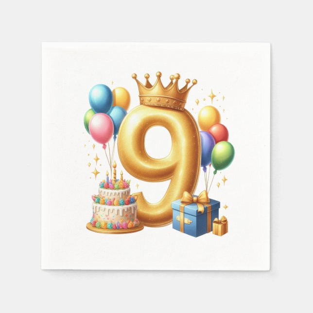 Serviette En Papier 9e anniversaire doré (Devant)