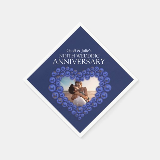 Serviette En Papier 9e anniversaire du Mariage photo du coeur Lapis La (Coin)