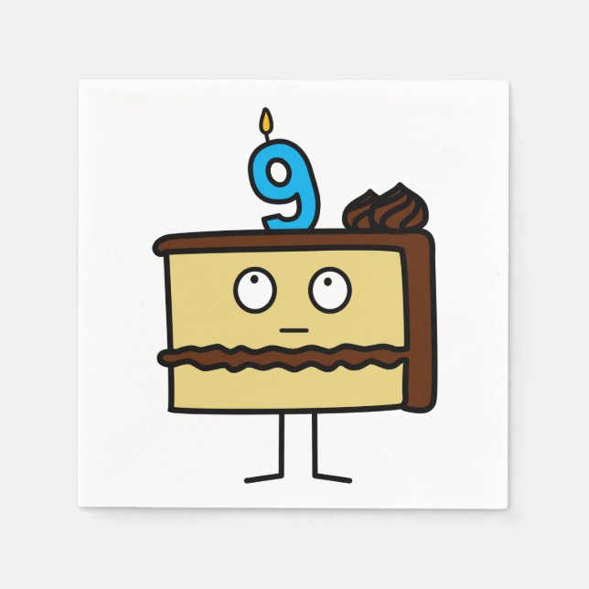 Serviette En Papier 9e gâteau d'anniversaire avec bougies (Devant)