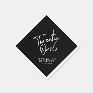 Serviette En Papier À 21 heures   Fête du 21e anniversaire adulte mode
