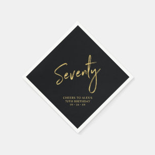 Serviette En Papier À 70 Black moderne 70th Birthday Party