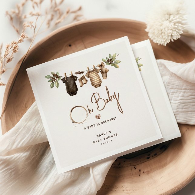 Serviette En Papier A Baby is Brewing' Coffee Baby Shower (Créateur téléchargé)