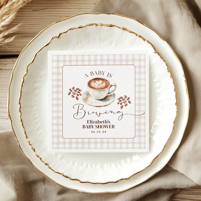 Serviette En Papier A Baby is Brewing Coffee Theme Baby Shower (A Baby is Brewing Coffee Theme Baby Shower Napkins)