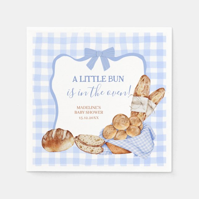 Serviette en papier à carreaux Gingham bleu Bun da (Devant)