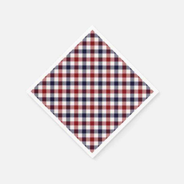 Serviette en papier à carreaux rouge blanc et bleu (Coin)