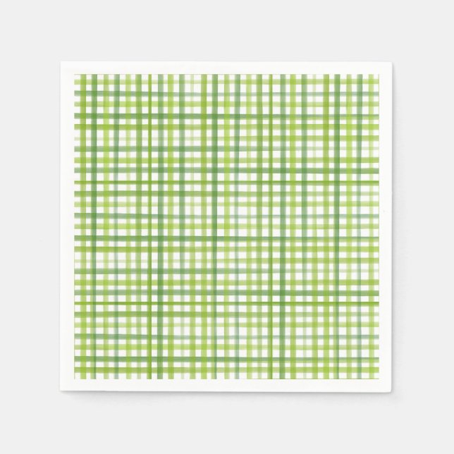 Serviette en papier à carreaux vert rustique | Fêt (Devant)
