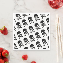 Serviette en papier à crânes noir et blanc
