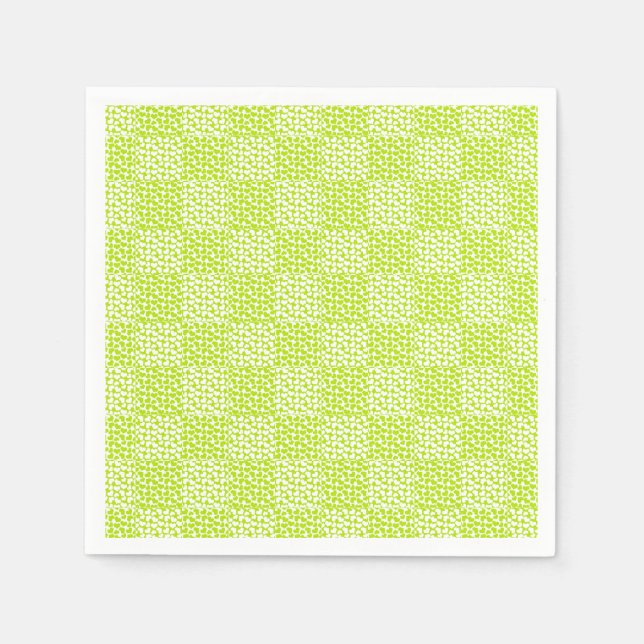 Serviette En Papier à damiers Amour en Lime Vert et Blanc (Devant)