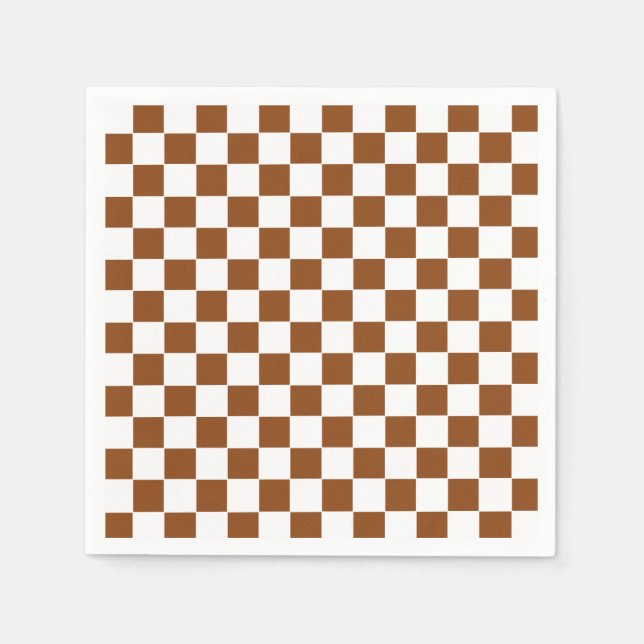 Serviette En Papier à damiers Brown et blanc (Devant)