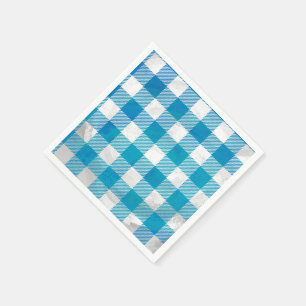 Serviette En Papier à damiers Buffalo Plaid bleu et blanc