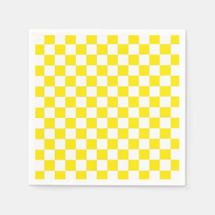 Serviette En Papier à damiers jaune et blanc