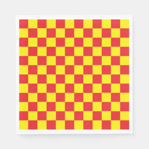 Serviette En Papier à damiers jaune et rouge