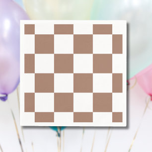 Serviette En Papier à damiers Motif en Blanc et Mocha Mousse