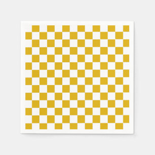 Serviette En Papier à damiers moutarde jaune et blanc