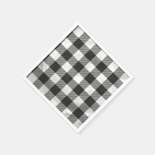 Serviette En Papier à damiers Plaid Noir Et Blanc
