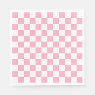 Serviette En Papier À damiers rose et blanc