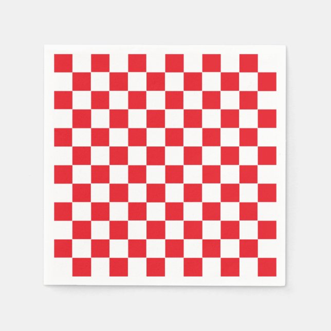 Serviette En Papier à damiers rouge et blanc (Devant)
