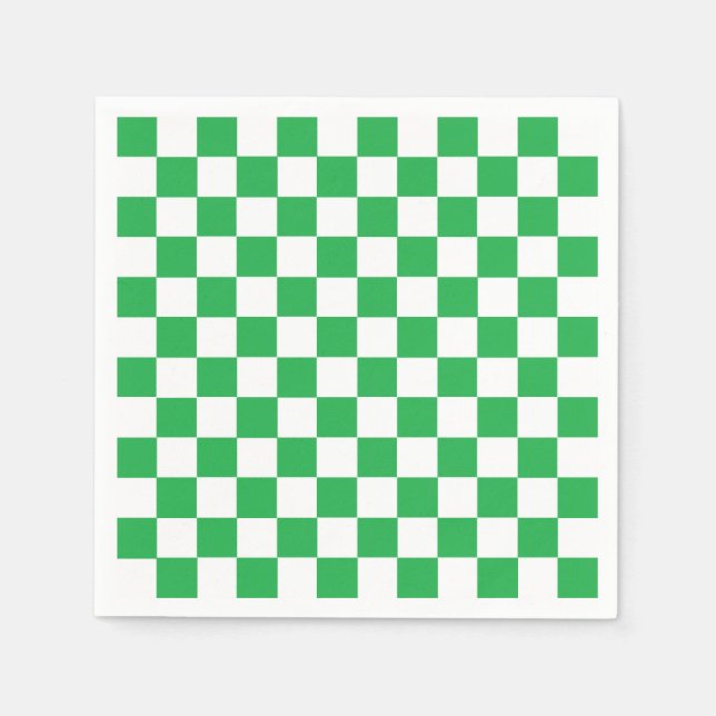 Serviette En Papier à damiers vert et blanc (Devant)