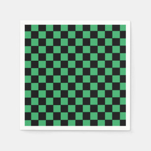 Serviette En Papier à damiers vert et noir