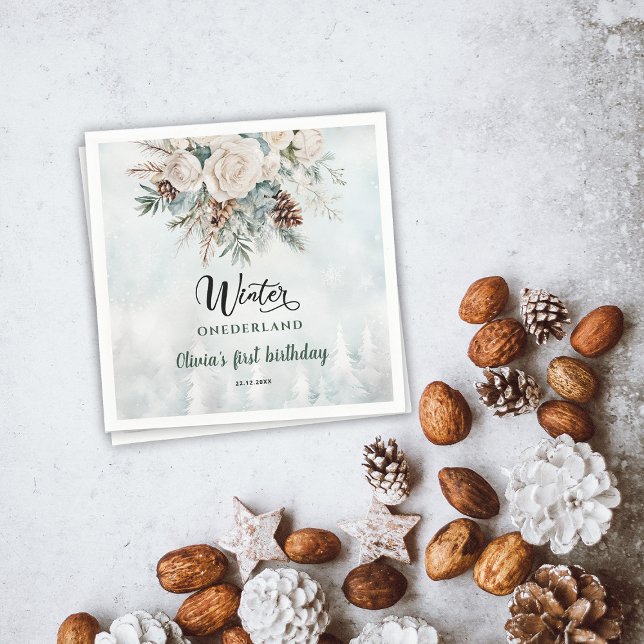 Serviette En Papier À feuillage persistant hiver Onederland Premier an (Créateur téléchargé)