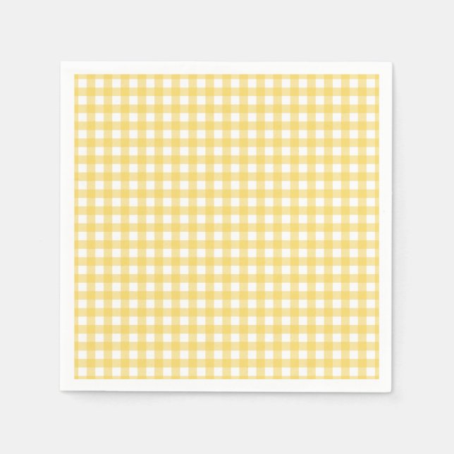 Serviette en papier à gingham jaune Lauren (Devant)