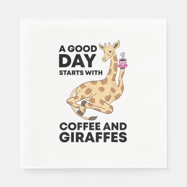 Serviette En Papier A Good Day Starts With Coffee & Giraffe Gift Funny (Devant)