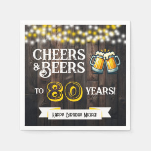 Serviette En Papier À la santé et bières pour les 80 ans, fête d'anniv