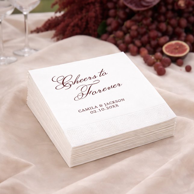 Serviette En Papier À la vie Burgundy Mariage Éternel (Créateur téléchargé)