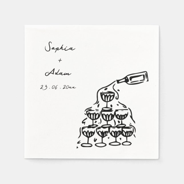 Serviette En Papier À l'amour Dessin à la main Mariage (Devant)