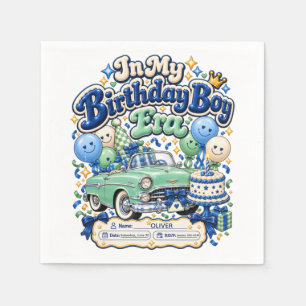 Serviette En Papier À l'ère de mon garçon d'anniversaire Rétro Vintage