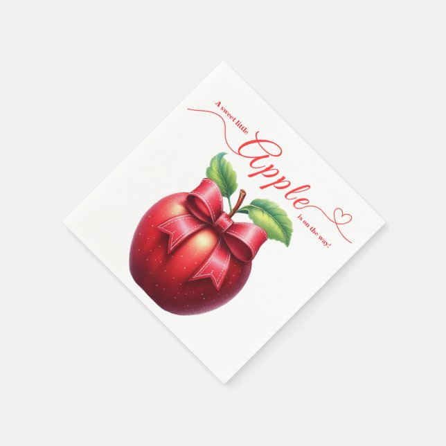 Serviette En Papier A Little Apple Is On The Way | Fall Baby Shower  (Coin)