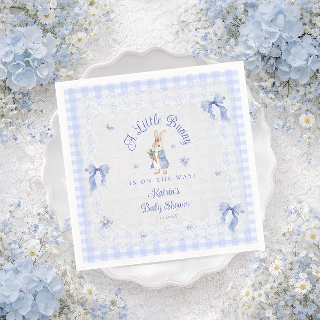 Serviette En Papier A Little Bunny Is On The Way Blue Baby Shower (Créateur téléchargé)