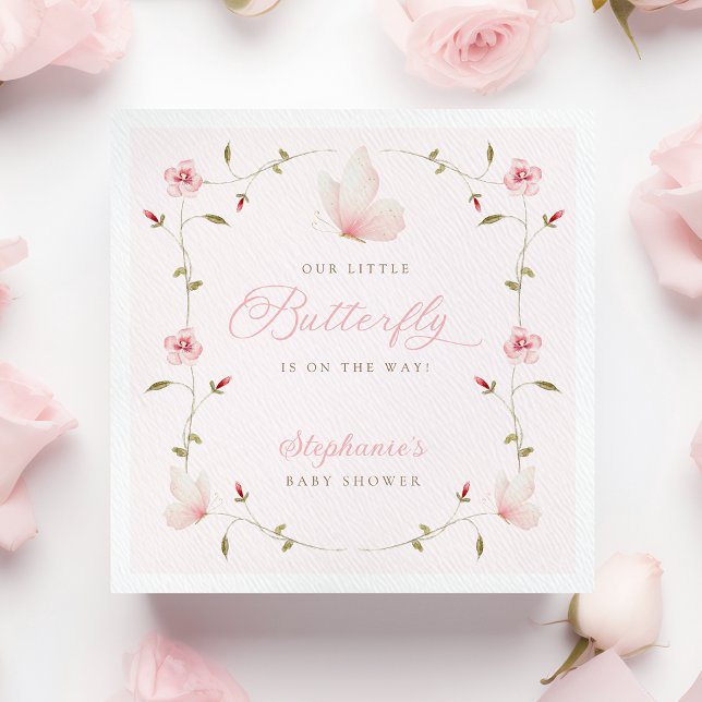 Serviette En Papier A Little Butterfly Baby Shower (Créateur téléchargé)