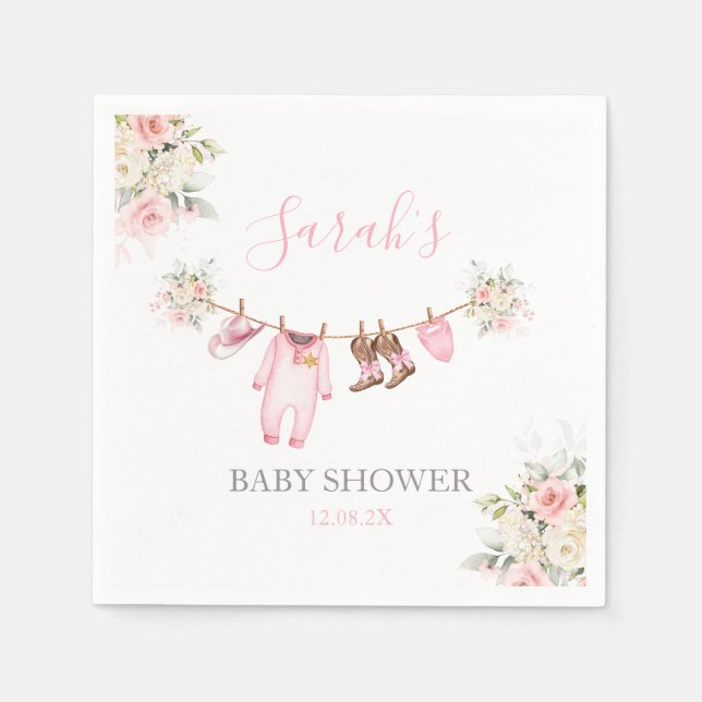 Serviette En Papier A little Cowgirl Baby Shower Girl (Devant)