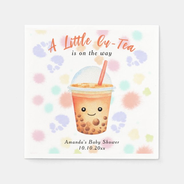 Serviette En Papier A Little Cu-Tea Bubble Tea Baby Shower (Devant)