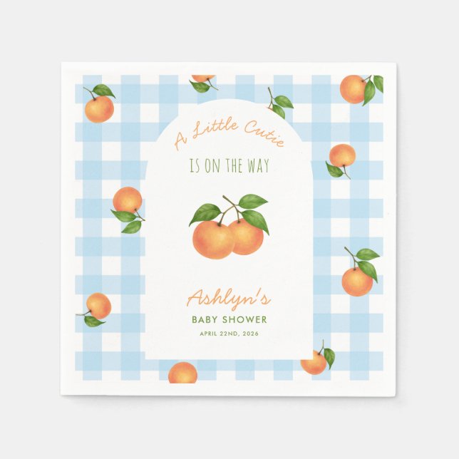Serviette En Papier A Little Cutie Citrus Blue Baby Shower Napkins (Devant)