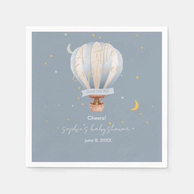Serviette En Papier A Little Explorer Hot Air Balloon  (Devant)