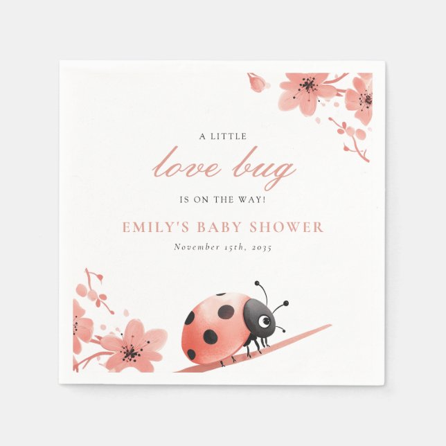 Serviette En Papier A Little Love Bug Is On The Way Baby Shower (Devant)