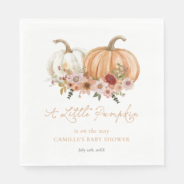 Serviette En Papier A Little Pumpkin Boho Floral Baby Shower (Devant)
