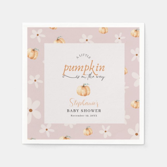 Serviette En Papier A Little Pumpkin Is On The Way Fall Baby Shower  (Devant)