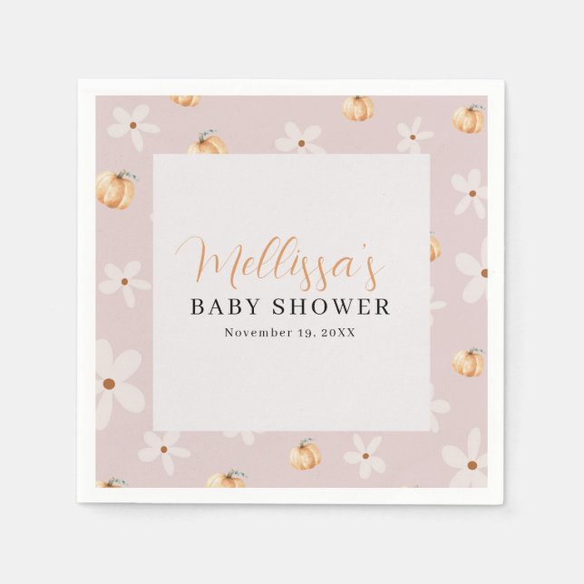 Serviette En Papier A Little Pumpkin Is On The Way Fall Baby shower (Devant)