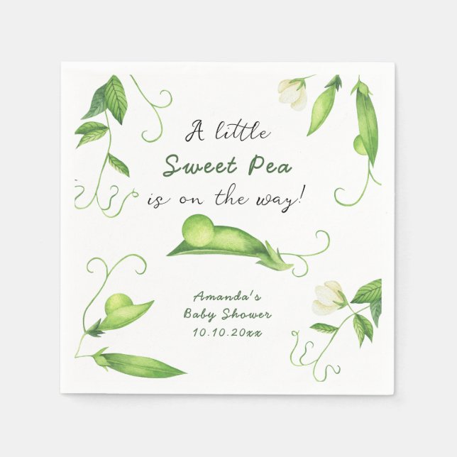 Serviette En Papier A Little Sweet Pea Is On The Way Baby Shower (Devant)