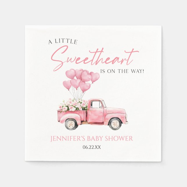 Serviette En Papier A Little Sweetheart Valentine's Day Baby Shower (Devant)