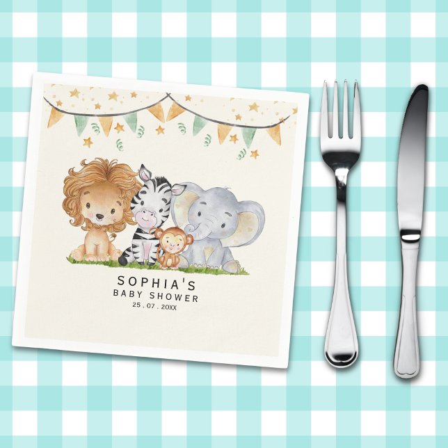 Serviette En Papier A Little Wild One Safari Animals Baby Shower (Créateur téléchargé)