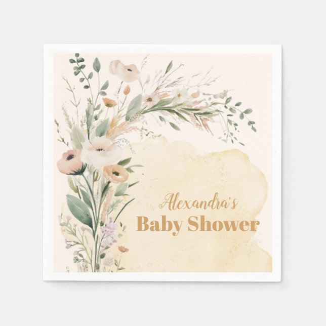 Serviette En Papier A Little Wildflower Boho Nature Baby Shower (Devant)