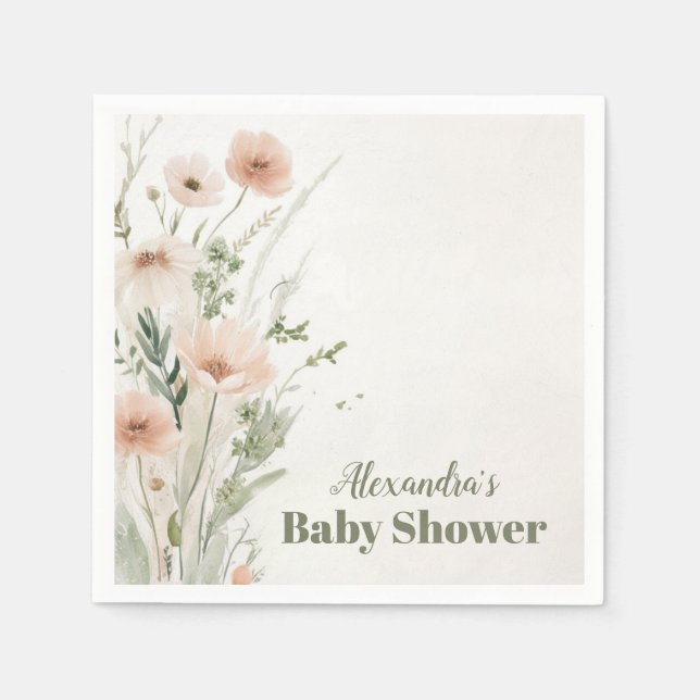 Serviette En Papier A Little Wildflower Girl  Baby Shower (Devant)