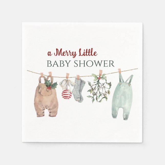 Serviette En Papier A Merry Little Baby Shower Christmas Clothes (Devant)