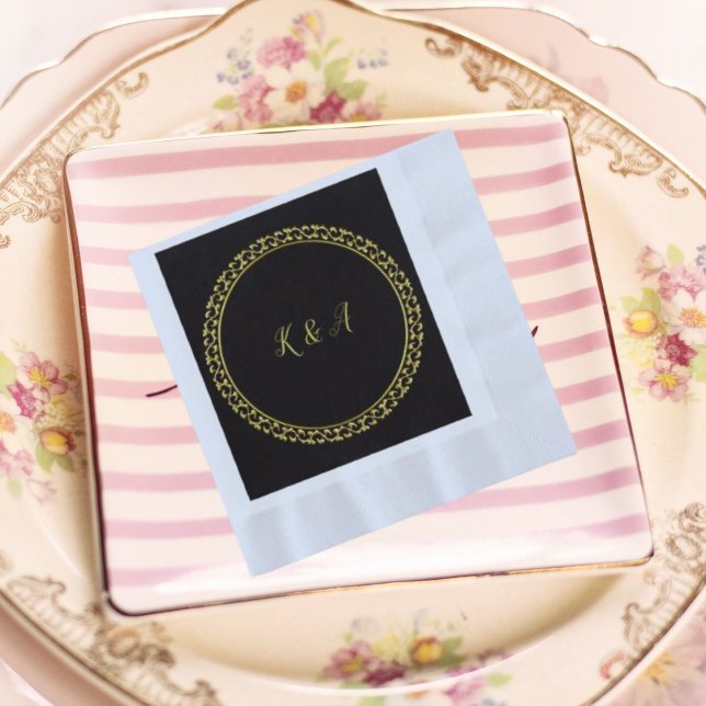 Serviette en papier à monogramme doré/noir pour ma (Créateur téléchargé)