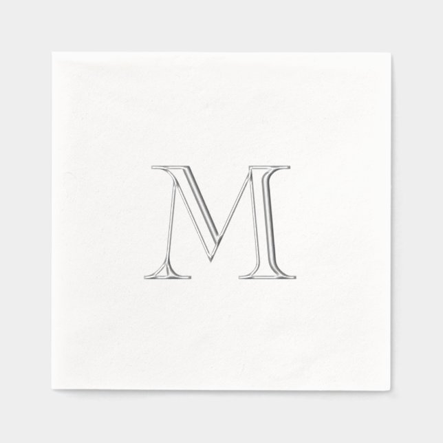 Serviette en papier à monogramme en feuille d'arge (Recto)