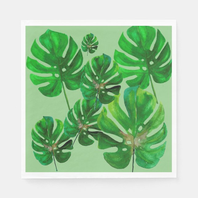 Serviette en papier à motif de feuille de Monstera (Devant)
